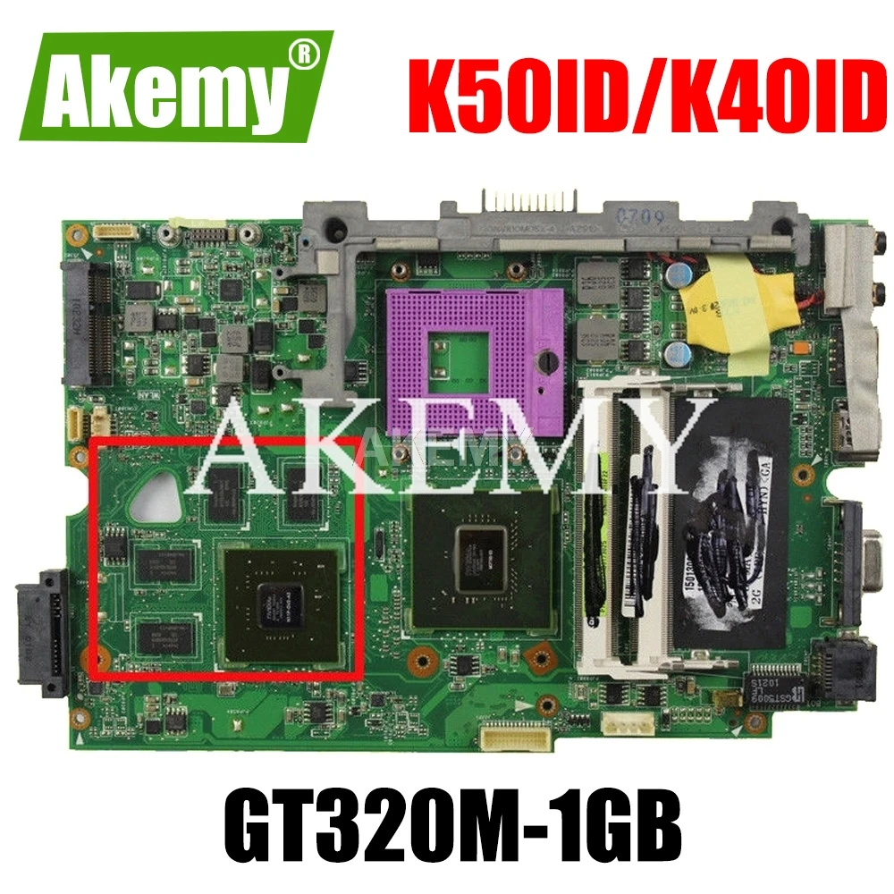 

K40ID Laptop motherboard For Asus K50ID K40IE K50IE original mainboard DDR3-RAM GT320M-1GB