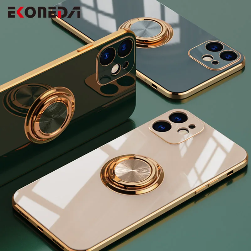 EKONEDA Finger Ring Stand Case For iPhone 13 11 12 Pro Max X XR 7 8 Plus SE Case Silicone Luxury Plated Car Phone Holder Cover
EKONEDA Finger Ring Stand Case For iPhone 13 11 12 Pro Max X XR 7 8 Plus SE Case Silicone Luxury Plated Car Phone Holder Cover