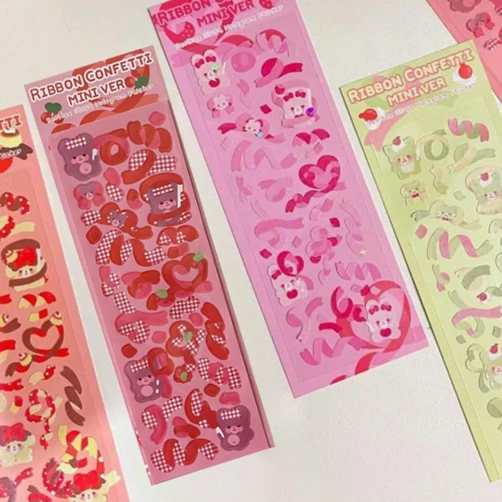 1 Sheet Cute Bear Ribbon Stickers Pattern Scrapbook Sticker PVC Hand Account Laser Stickers Mobile Computer Office Accessories
1 Sheet Cute Bear Ribbon Stickers Pattern Scrapbook Sticker PVC Hand Account Laser Stickers Mobile Computer Office Accessories