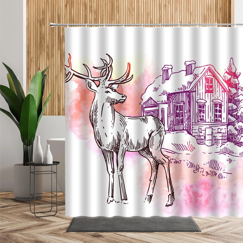Forest Elk Shower Curtains Wild Animal Deer Christmas Decor Background Bathtub Screen Bath Curtain Set Fabric With Hook Washable
Forest Elk Shower Curtains Wild Animal Deer Christmas Decor Background Bathtub Screen Bath Curtain Set Fabric With Hook Washable