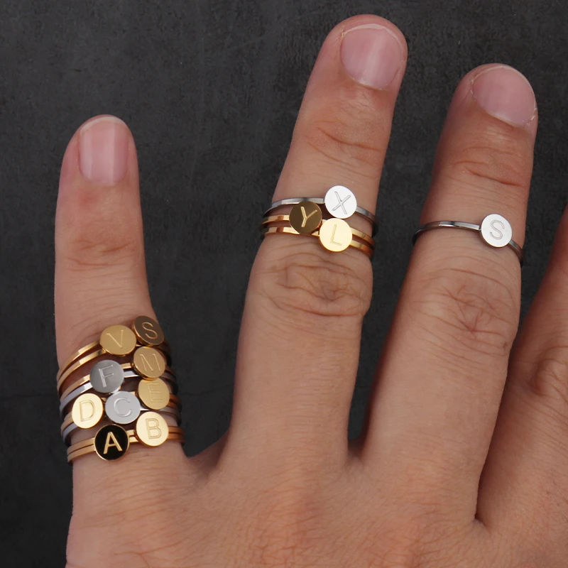 Fashion Letter Ring Stainless Steel Rings For Women Star Heart Ring Initial Letter Couple Rings Letter Custom Wedding Jewelry
Fashion Letter Ring Stainless Steel Rings For Women Star Heart Ring Initial Letter Couple Rings Letter Custom Wedding Jewelry