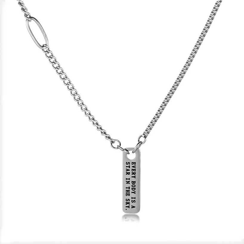 Fashion Hip Hop Rectangle Necklace Metal Nameplate Pendant for Women Men Jewelry Gifts Punk Necklaces Accessories
Fashion Hip Hop Rectangle Necklace Metal Nameplate Pendant for Women Men Jewelry Gifts Punk Necklaces Accessories