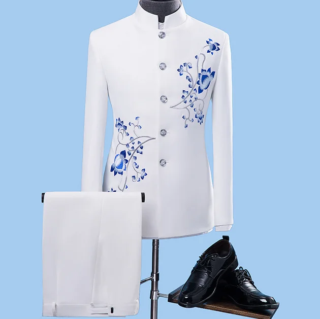 Embroidered Stand-up Collar Chinese Tunic Suit Men Party Dress Men Fashion Men Suits
Embroidered Stand-up Collar Chinese Tunic Suit Men Party Dress Men Fashion Men Suits