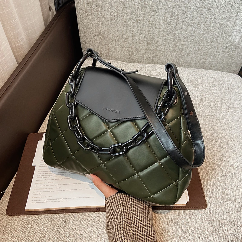 Lattice Large Chain Tote Bag 2021 Fashion New Quality PU Leather Women's Designer Handbag High Capacity Shoulder Messenger Bag
Lattice Large Chain Tote Bag 2021 Fashion New Quality PU Leather Women's Designer Handbag High Capacity Shoulder Messenger Bag