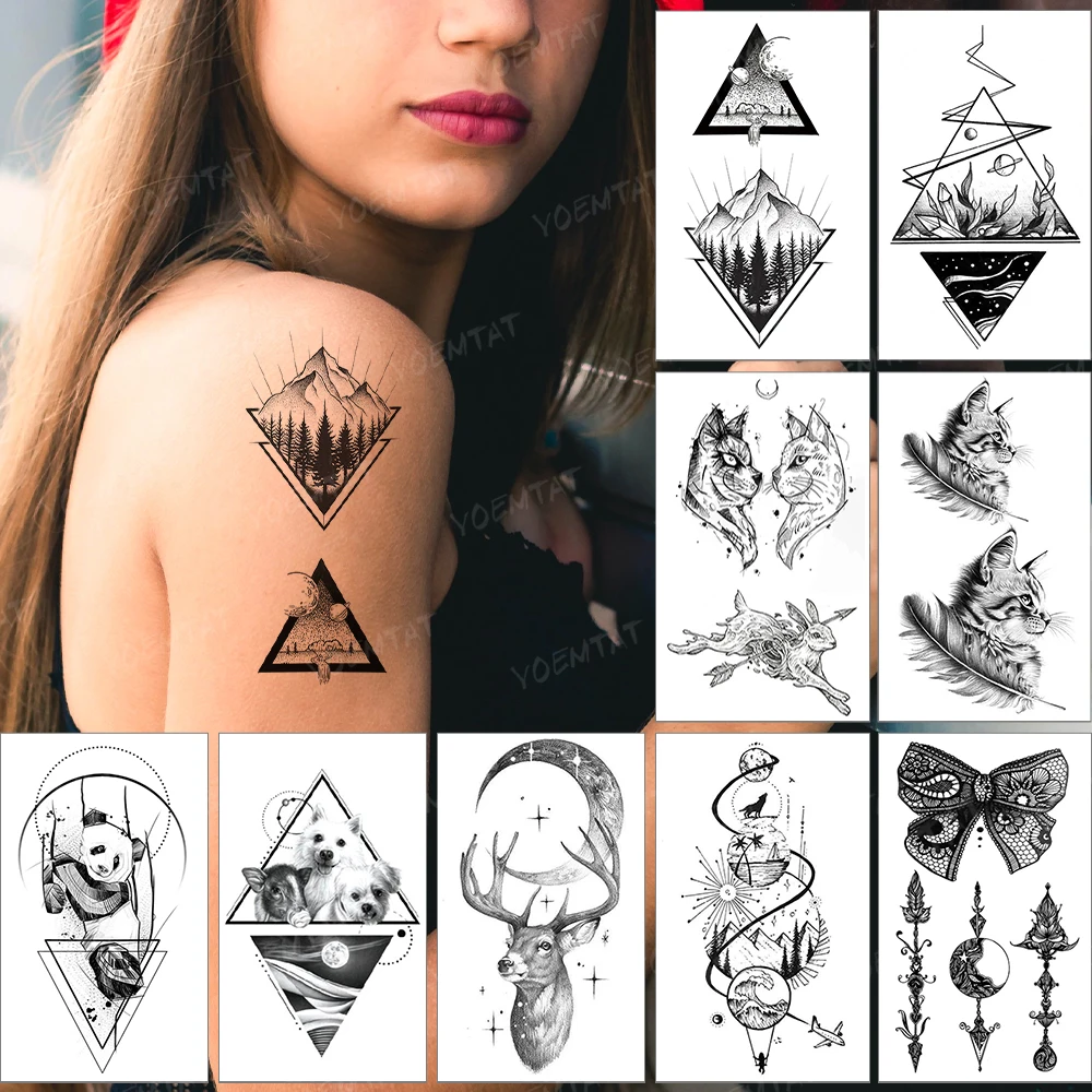 Waterproof Temporary Tattoo Sticker Small Triangle Mountain Forest Flash Tatoo Sky Arm Wrist Fake Tatto For Body Art Women Men
Waterproof Temporary Tattoo Sticker Small Triangle Mountain Forest Flash Tatoo Sky Arm Wrist Fake Tatto For Body Art Women Men