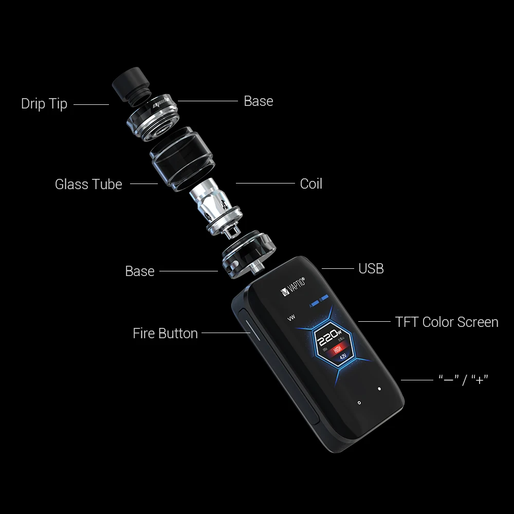 Vaptio X-Hubble Apolo 220W Vape Kit With 5ml Tank 2TFT Touch Screen Electronic Cigarette Vaporizer No Battery
Vaptio X-Hubble Apolo 220W Vape Kit With 5ml Tank 2TFT Touch Screen Electronic Cigarette Vaporizer No Battery
