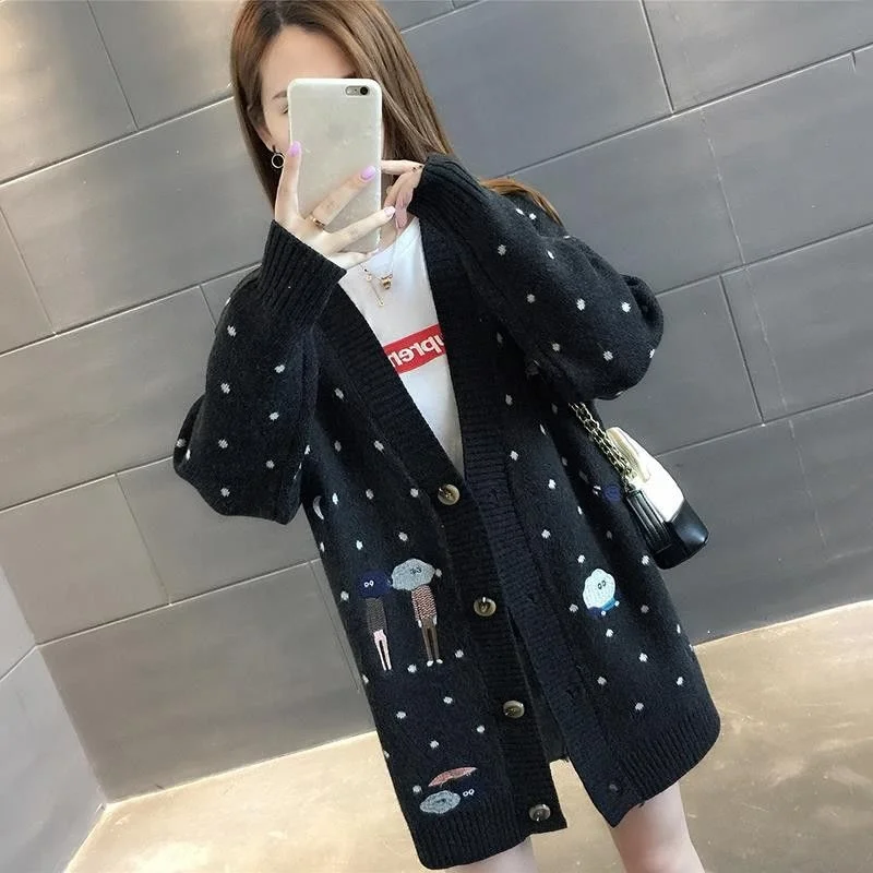 Cardigan For Women 2022 Dot Sweater Cartoon Print Knit Cardigan Sweater Spring Autumn Long Sleeve Vintage Women Jumper Top 
Cardigan For Women 2022 Dot Sweater Cartoon Print Knit Cardigan Sweater Spring Autumn Long Sleeve Vintage Women Jumper Top
