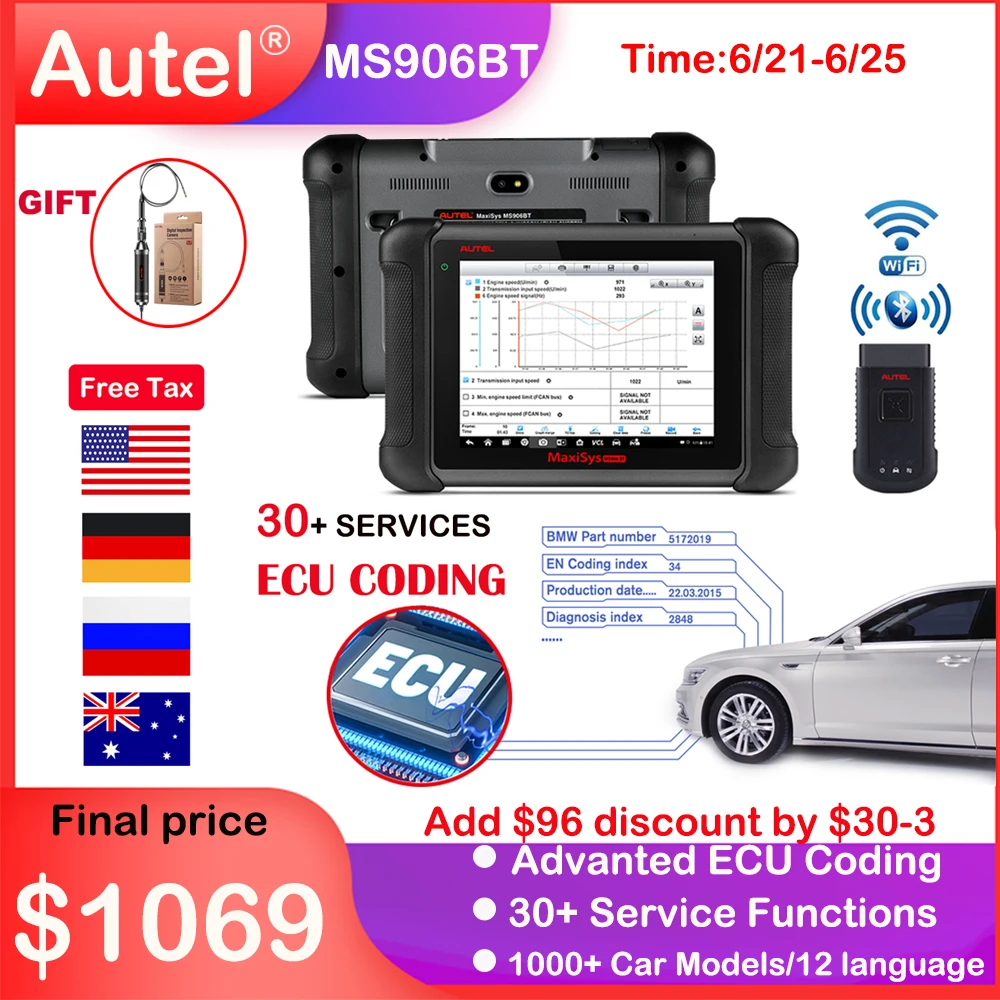 Autel Maxisys MS906BT эбукодирования планшетный сканер Авто диагностический инструмент