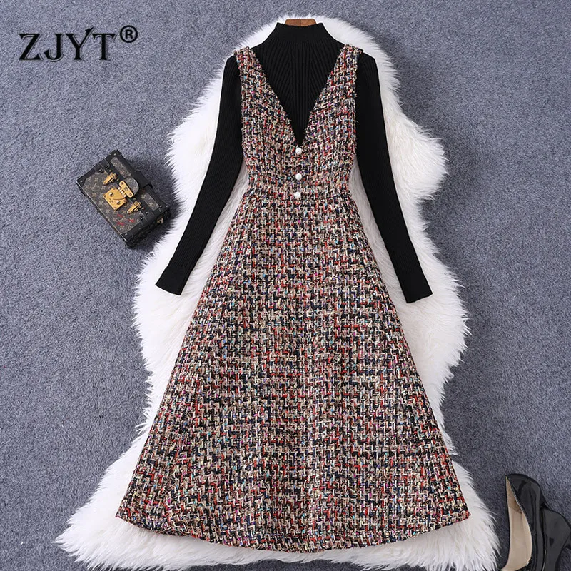 Autumn Winter Woman Clothes Fashion Designers Long Sleeve Solid Black Pullover Sweater and Tank Tweed Woolen Dress 2 Piece Sets
Autumn Winter Woman Clothes Fashion Designers Long Sleeve Solid Black Pullover Sweater and Tank Tweed Woolen Dress 2 Piece Sets