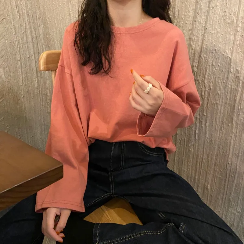 2021 New Arrival Spring/autumn Korean Style Women Loose Casual Long Sleeve O-neck T Shirt Sweet Cute Cotton Linen T-shirt W565 
2021 New Arrival Spring/autumn Korean Style Women Loose Casual Long Sleeve O-neck T Shirt Sweet Cute Cotton Linen T-shirt W565