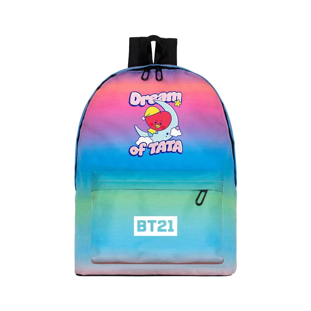 Kpop Bangtan boys BT21 doll print gradient color backpack school bag fresh and simple fashion ins style backpack gift for girl
Kpop Bangtan boys BT21 doll print gradient color backpack school bag fresh and simple fashion ins style backpack gift for girl