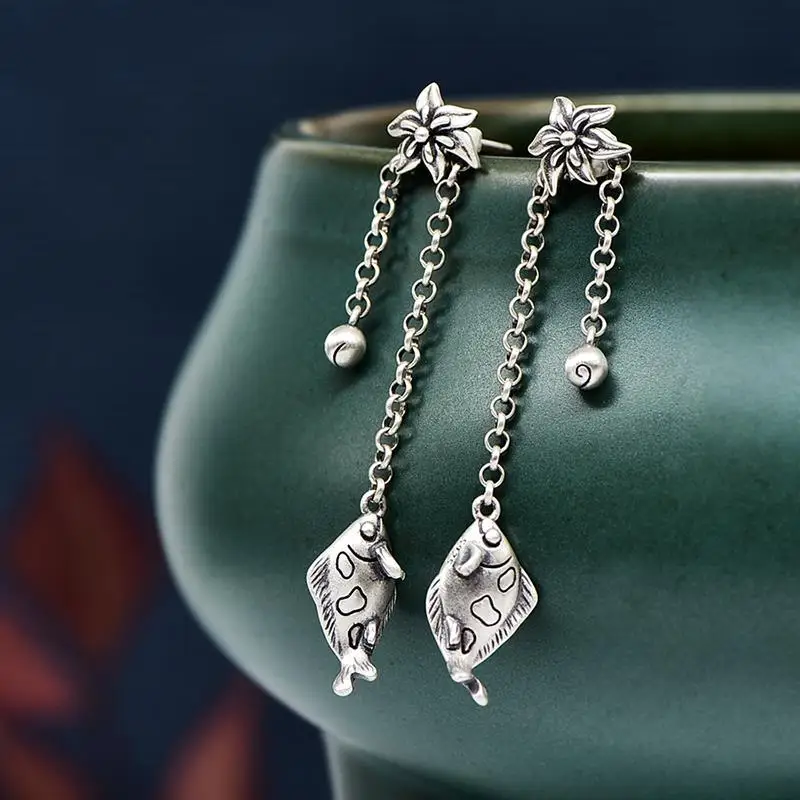 S925 Sterling Silver Earrings Women's Fashionable Simple Vintage Ear Jewelry Hypoallergenic Silver Accessory Long Tassel Double
S925 Sterling Silver Earrings Women's Fashionable Simple Vintage Ear Jewelry Hypoallergenic Silver Accessory Long Tassel Double