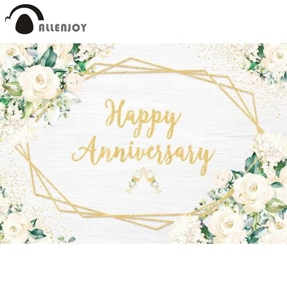 Allenjoy Happy Anniversary Background White Golden Flower Wedding Love Romantic Floral Champagne Photo Studio Backdrop Photocall
Allenjoy Happy Anniversary Background White Golden Flower Wedding Love Romantic Floral Champagne Photo Studio Backdrop Photocall