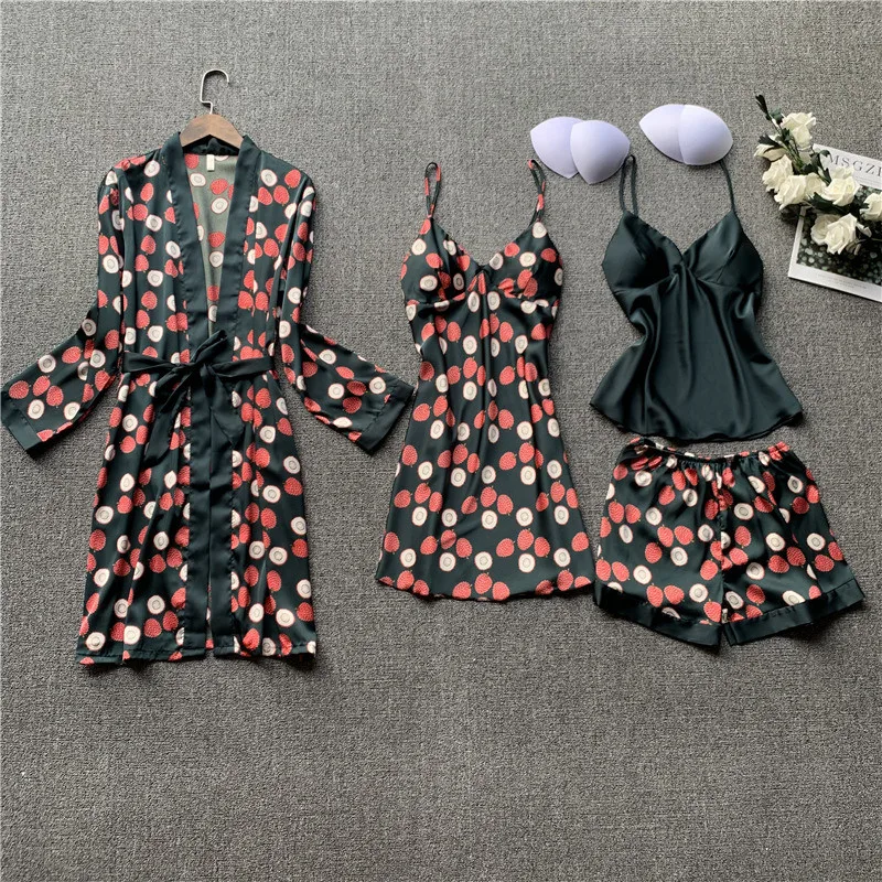 New Satin Silk Sling Nightdress Nightgown Spring Summer Sexy Four-Piece Pajamas Long Sleeve Sweet Home Service Sleepwear Pyjama
New Satin Silk Sling Nightdress Nightgown Spring Summer Sexy Four-Piece Pajamas Long Sleeve Sweet Home Service Sleepwear Pyjama