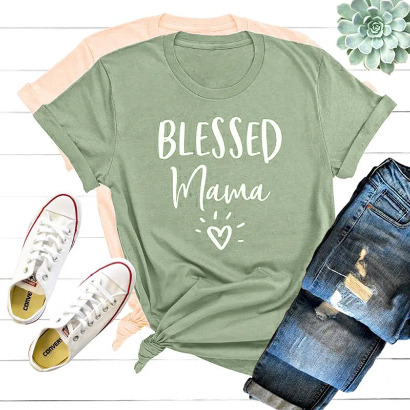 100% Pure Cotton T Shirt Blessed Mama Heart Print Women Short Sleeve O Neck Loose Tshirt 2020 Summer Causal Tee Shirt Tops
100% Pure Cotton T Shirt Blessed Mama Heart Print Women Short Sleeve O Neck Loose Tshirt 2020 Summer Causal Tee Shirt Tops