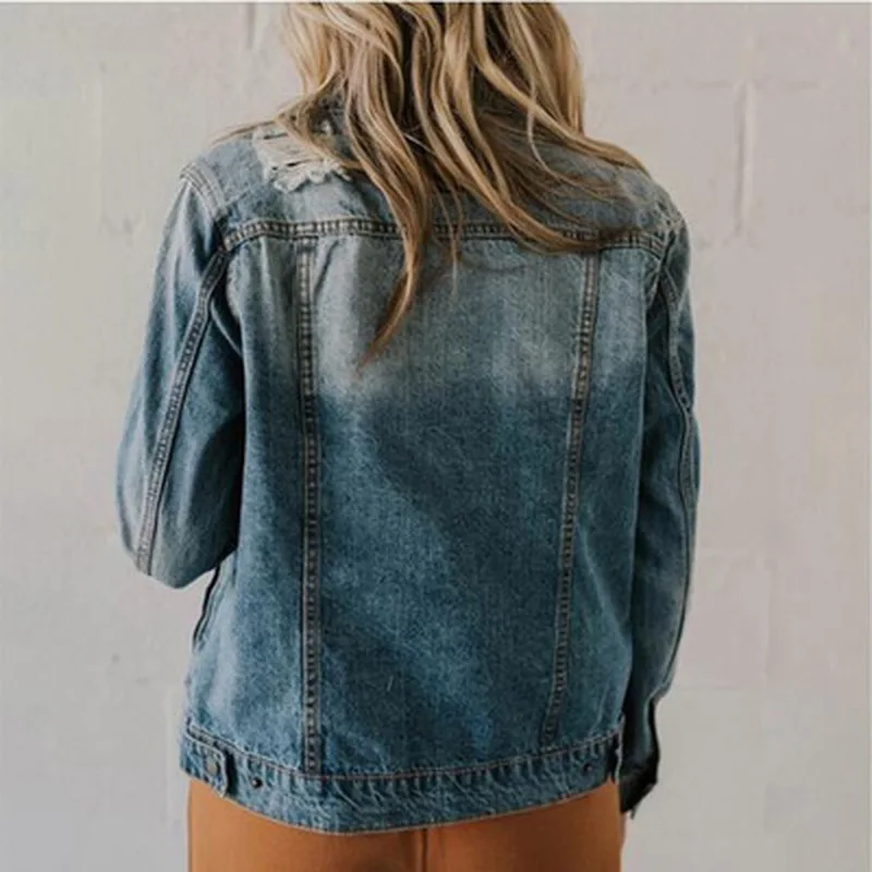Women Fashion Denim Jacket Ripped Jean Jacket Boyfriend Long Sleeve Coat Outwear
Women Fashion Denim Jacket Ripped Jean Jacket Boyfriend Long Sleeve Coat Outwear