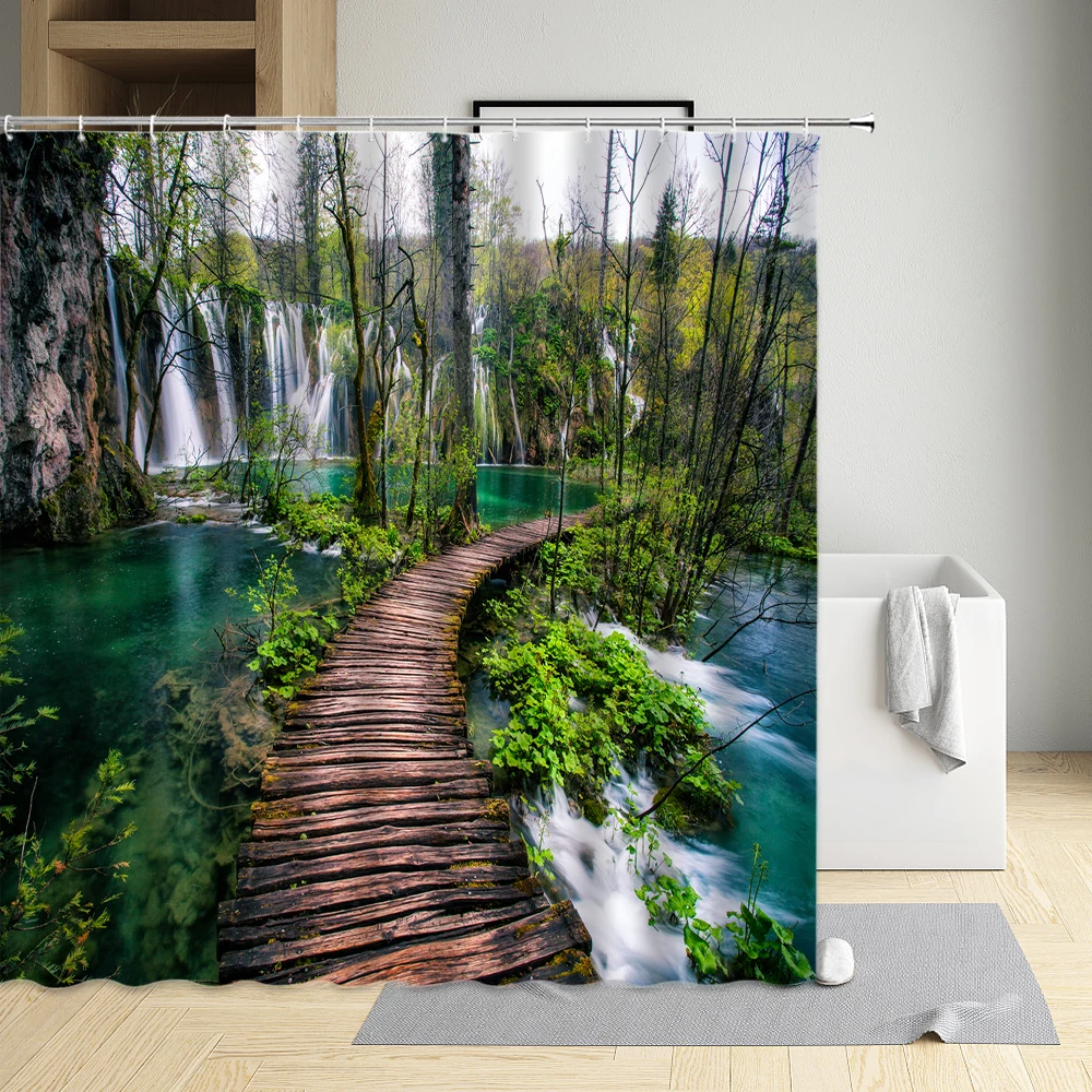 Natural Scenery Waterfall Shower Curtain Mountain Forest Maple Leaf Bamboo Washable Cloth Bathtub Bathroom Decor Bath Screen
Natural Scenery Waterfall Shower Curtain Mountain Forest Maple Leaf Bamboo Washable Cloth Bathtub Bathroom Decor Bath Screen