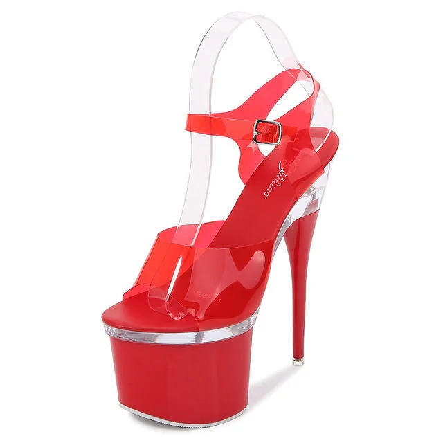 Model Show Nightclub 17cm Super High Heel Sandals Platform One-line Buckle Women's Shoes For Stilettos Heels Pole dance