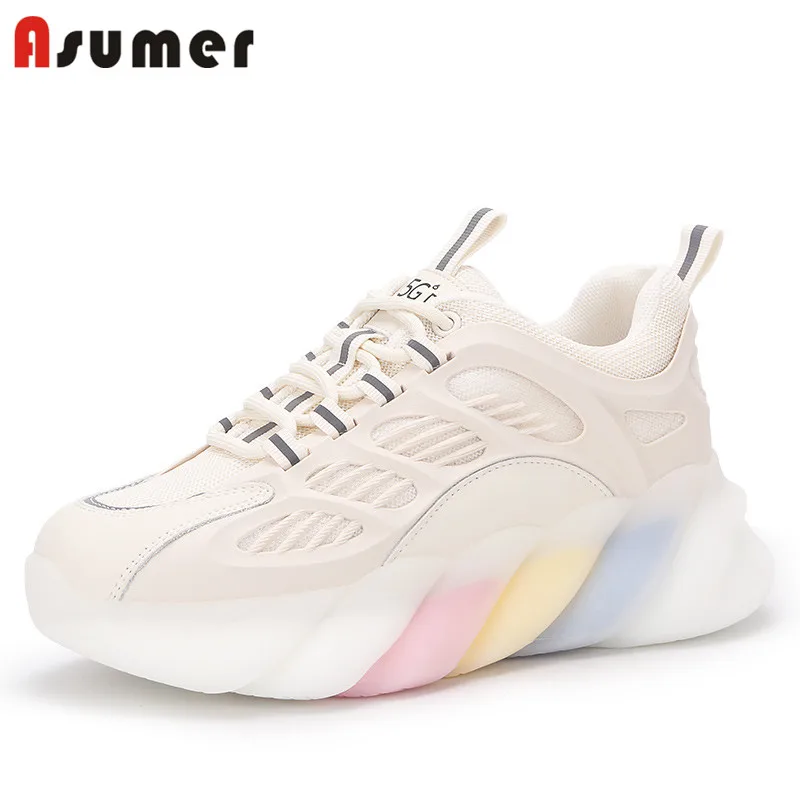 Asumer 2021 New Arrive Mesh Flat Platform Shoes Women Sneakers Fashion Breathable Casual Shoes Spring Genuine Leather Shoes Lady
Asumer 2021 New Arrive Mesh Flat Platform Shoes Women Sneakers Fashion Breathable Casual Shoes Spring Genuine Leather Shoes Lady