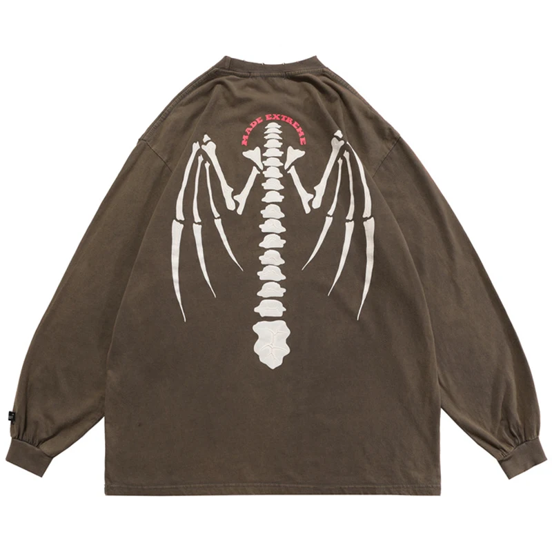Unisex Oversized 100%Cotton Tops Couple Washed Tees Men Skeleton Wings Print Vintage T shirts Male O-neck Long Sleeve T-shirt
Unisex Oversized 100%Cotton Tops Couple Washed Tees Men Skeleton Wings Print Vintage T shirts Male O-neck Long Sleeve T-shirt