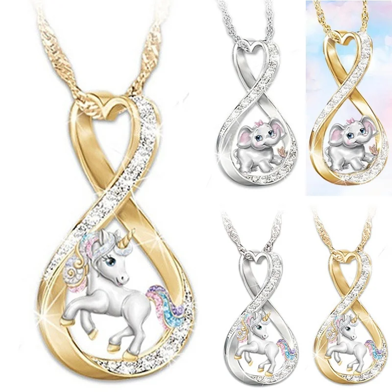 VILAGE 18K Gold Cute Unicorn Elephant Pendant Necklace Heart Diamond Necklace for Women Girls Fashion Jewelry Gifts
VILAGE 18K Gold Cute Unicorn Elephant Pendant Necklace Heart Diamond Necklace for Women Girls Fashion Jewelry Gifts