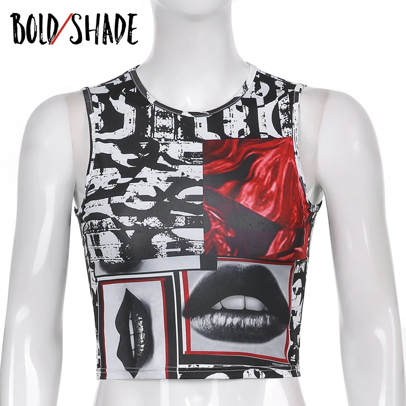 Bold Shade Patchwork Graphic Print Tank Top Soft Girl Style y2k Sleeveless Slim Crop Tops Summer O-Neck Indie Vest Women 2021 
Bold Shade Patchwork Graphic Print Tank Top Soft Girl Style y2k Sleeveless Slim Crop Tops Summer O-Neck Indie Vest Women 2021