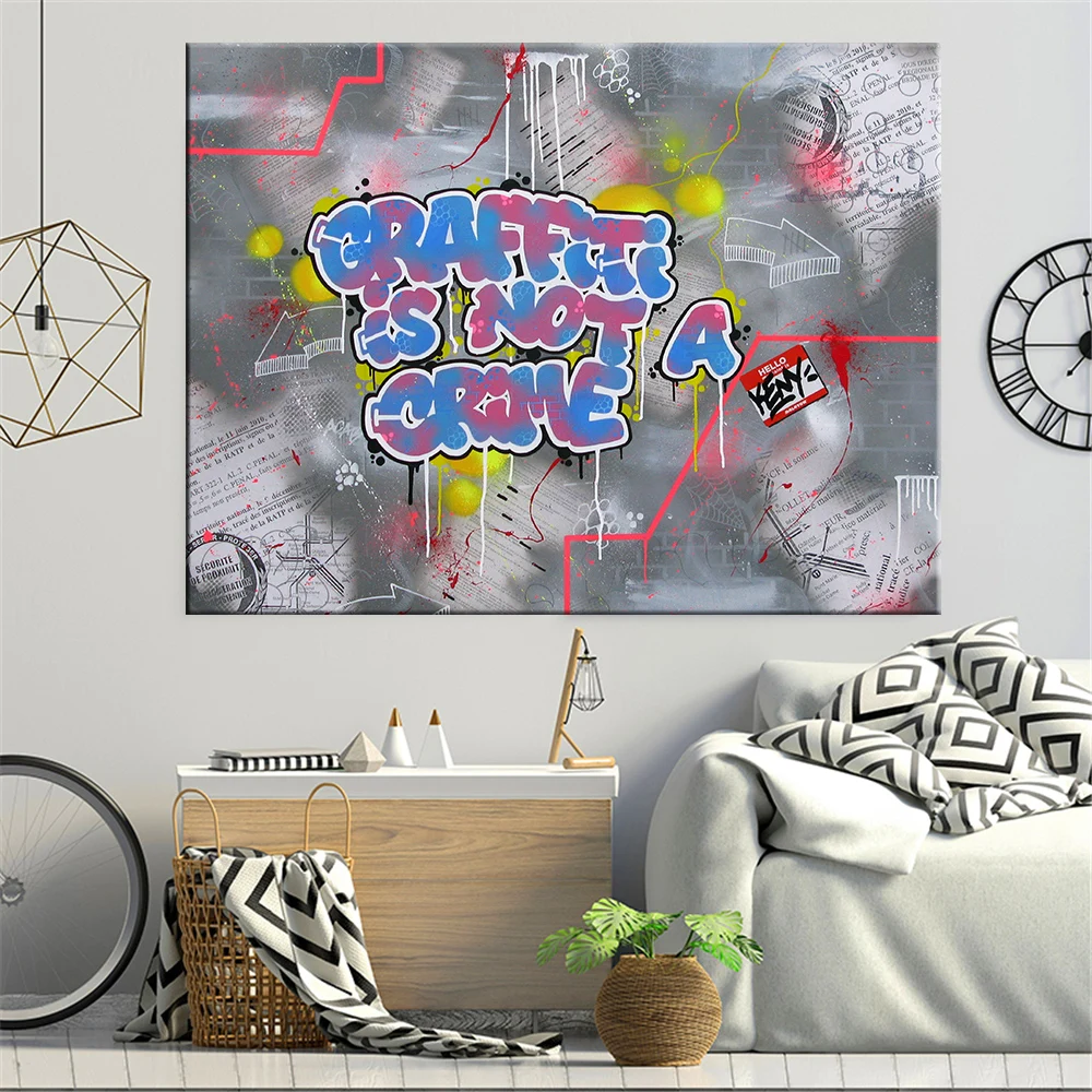 

Street Graffiti Art Canvas Painting Graffiti Is Not A Crime Art Wall Posters and Prints Artwork for Living Room Home Decoration