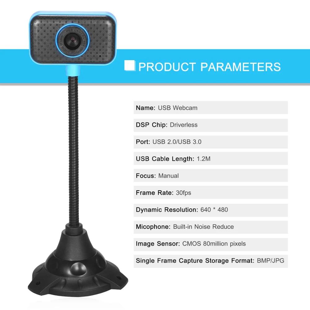 480P USB 2.0 Driver-free Web Camera Webcam with Mic for Video Conference Netmeeting for Computer PC Laptop Desktop
480P USB 2.0 Driver-free Web Camera Webcam with Mic for Video Conference Netmeeting for Computer PC Laptop Desktop