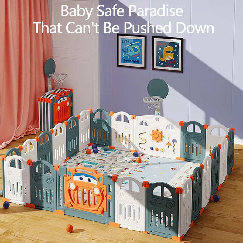 

Baby Playpen Safety Barrier Children's Indoor Playground Toddler Non-Slip Protective Fence Kids Babies Playpen with Crawling Mat