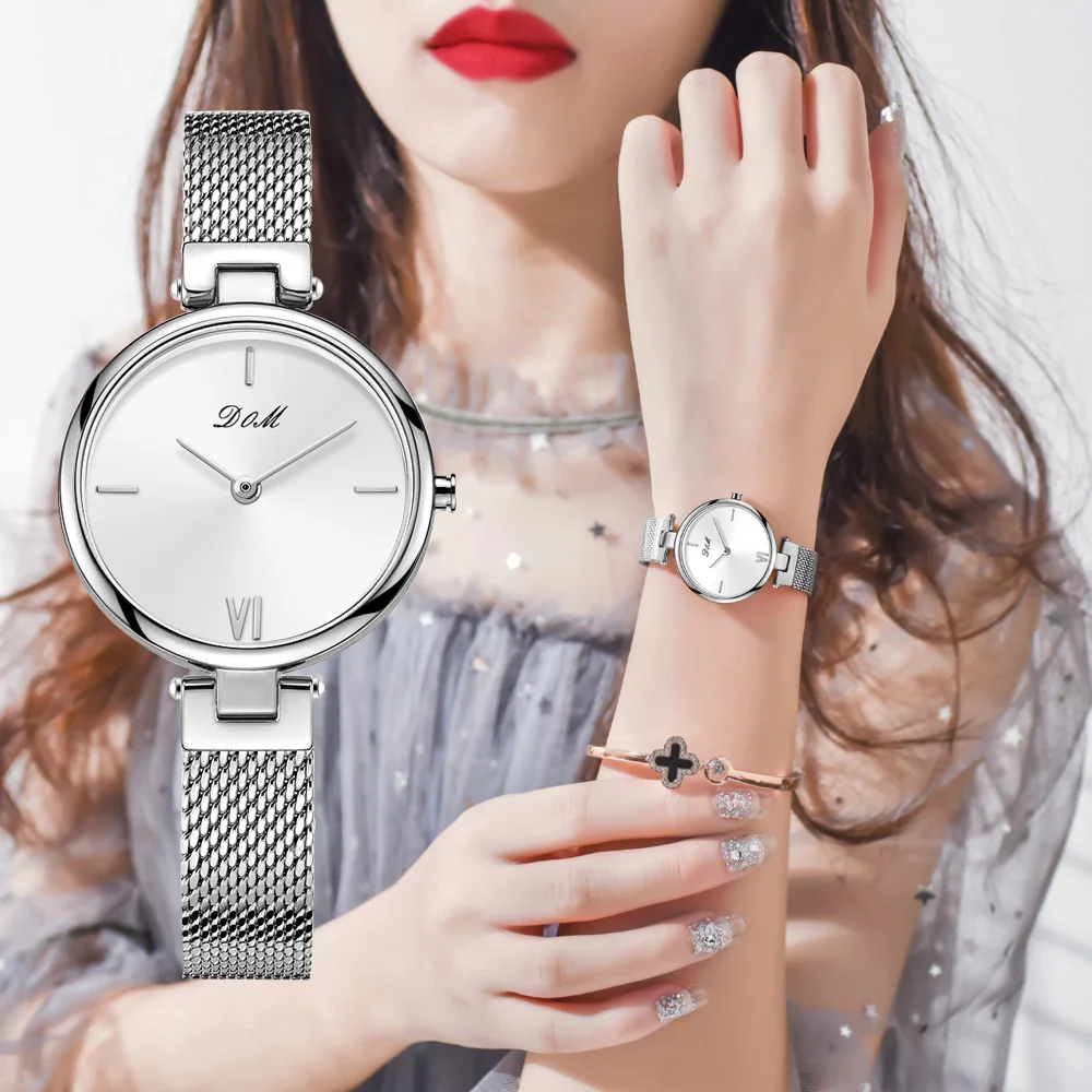 DOM Women Watch Bracelet Japan Quartz Movement Simple Waterproof Sliver White Stainless Steel Mesh Ladies Watch G-1267D-7M2
DOM Women Watch Bracelet Japan Quartz Movement Simple Waterproof Sliver White Stainless Steel Mesh Ladies Watch G-1267D-7M2