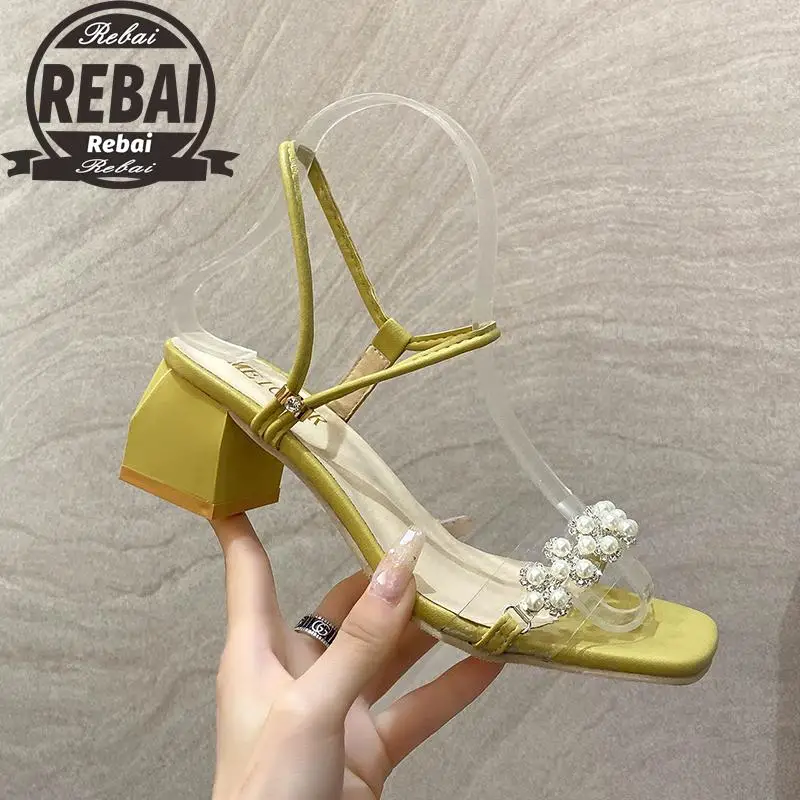 Summer Women Sandals Square Toe Mules Slides Pearl Peep Toe High Heels Shoes Ankle Strap Zapatillas Mujer Casa Ladies Sandals
Summer Women Sandals Square Toe Mules Slides Pearl Peep Toe High Heels Shoes Ankle Strap Zapatillas Mujer Casa Ladies Sandals
