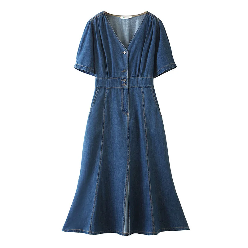 Women Casual Long Dress V Neck Short Sleevebuttons High Waist Split Fork Streetwear Fashion Style Office Lady Vestidos Feminino
Women Casual Long Dress V Neck Short Sleevebuttons High Waist Split Fork Streetwear Fashion Style Office Lady Vestidos Feminino
