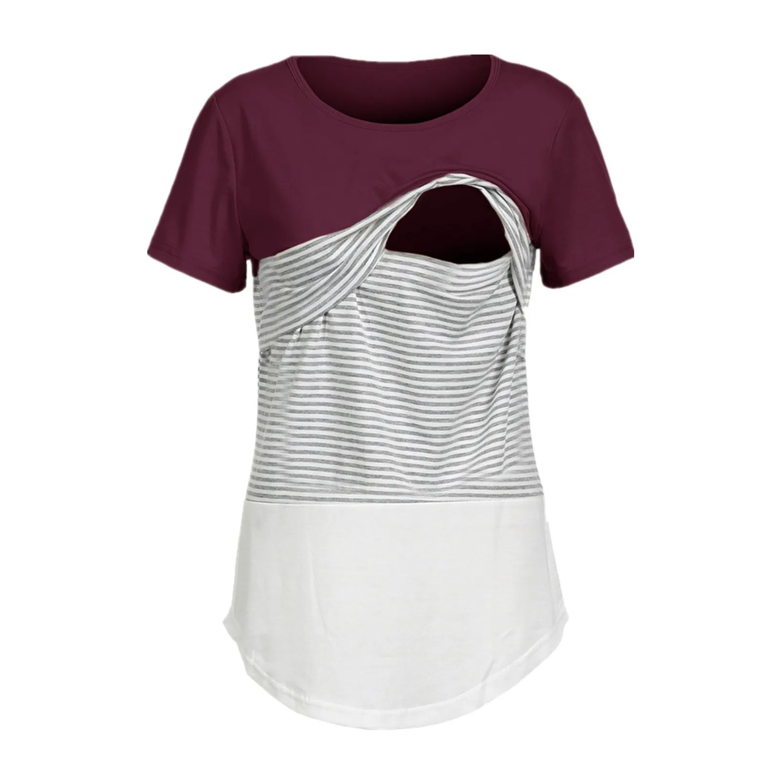 Summer Ladies Fashion Striped Stitching Round Neck Short Sleeve Comfortable Pregnant Women Breastfeeding Voedingskleding F4
Summer Ladies Fashion Striped Stitching Round Neck Short Sleeve Comfortable Pregnant Women Breastfeeding Voedingskleding F4