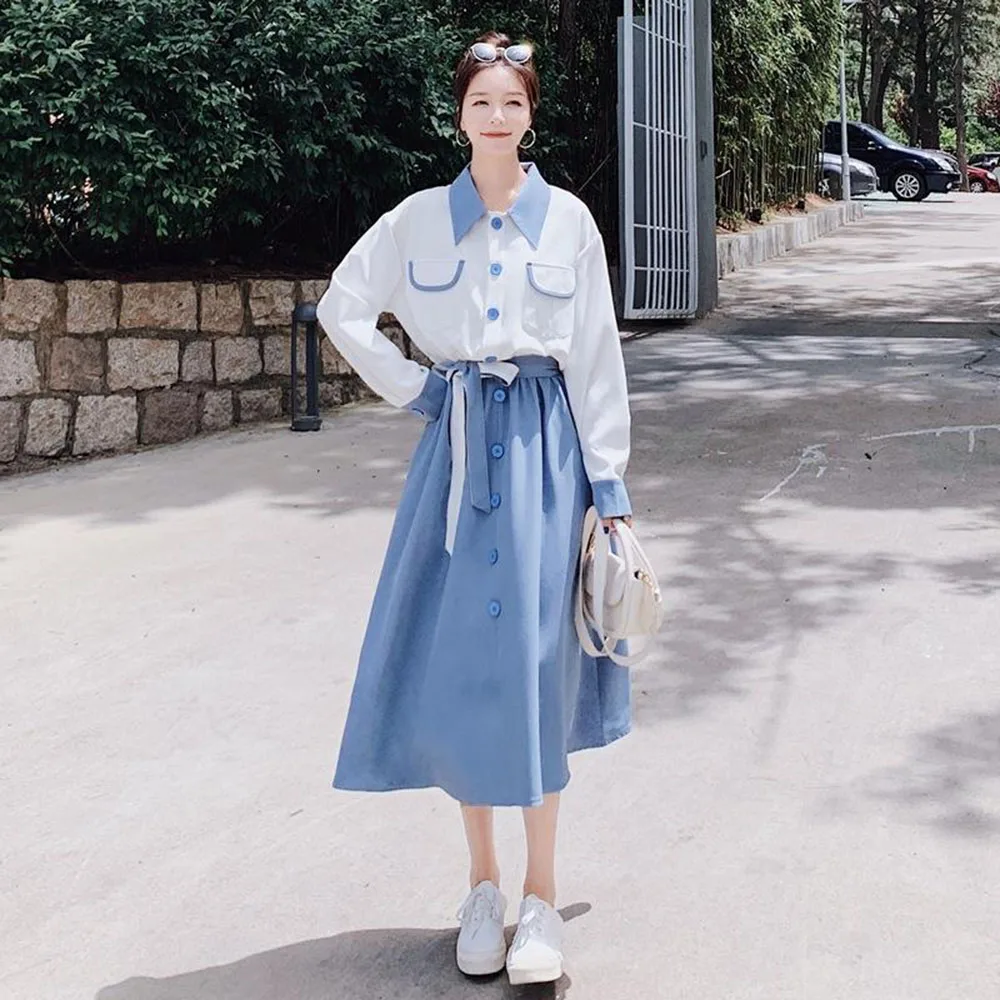 2021 Autumn Winter New Korean Fashion Temperament Womens Dress High Waist Color Contrast Splicing Lapel Long Sleeve Ladies Dress
2021 Autumn Winter New Korean Fashion Temperament Womens Dress High Waist Color Contrast Splicing Lapel Long Sleeve Ladies Dress