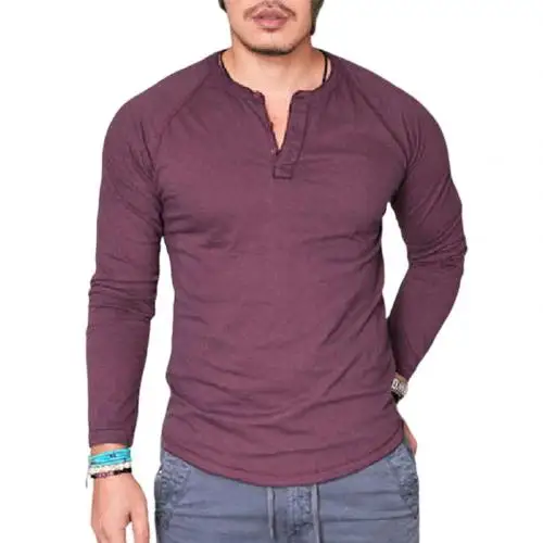 solid color men's T-shirt round neck button long-sleeved shirt Slim fit plus size streetwear2021
solid color men's T-shirt round neck button long-sleeved shirt Slim fit plus size streetwear2021
