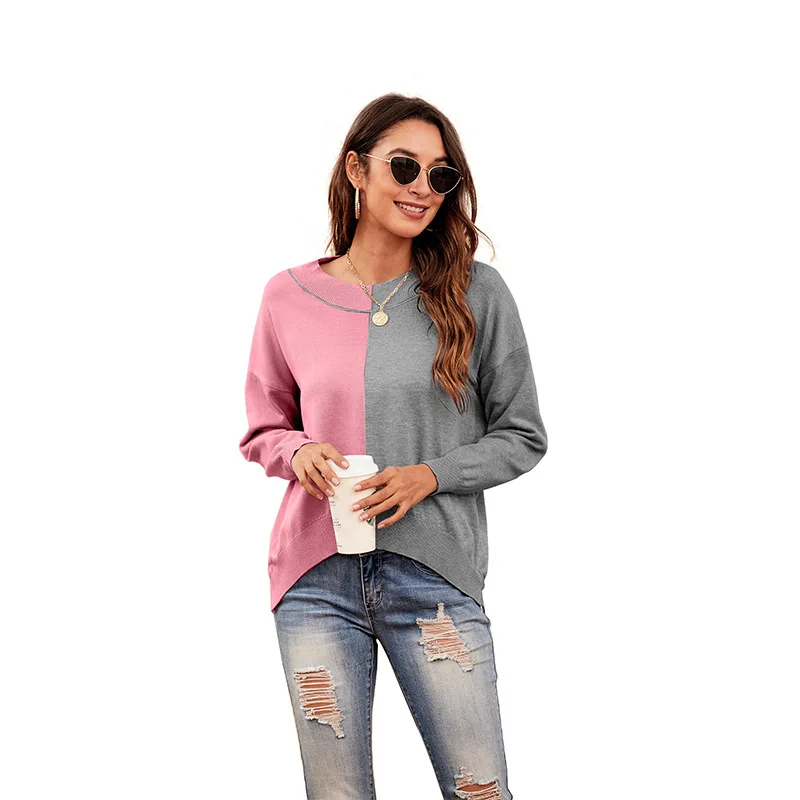 Solid Color Patchwork Round Neck Long Sleeves Knitted Warm Sweater New Arrival Autumn Casual Women Tops
Solid Color Patchwork Round Neck Long Sleeves Knitted Warm Sweater New Arrival Autumn Casual Women Tops