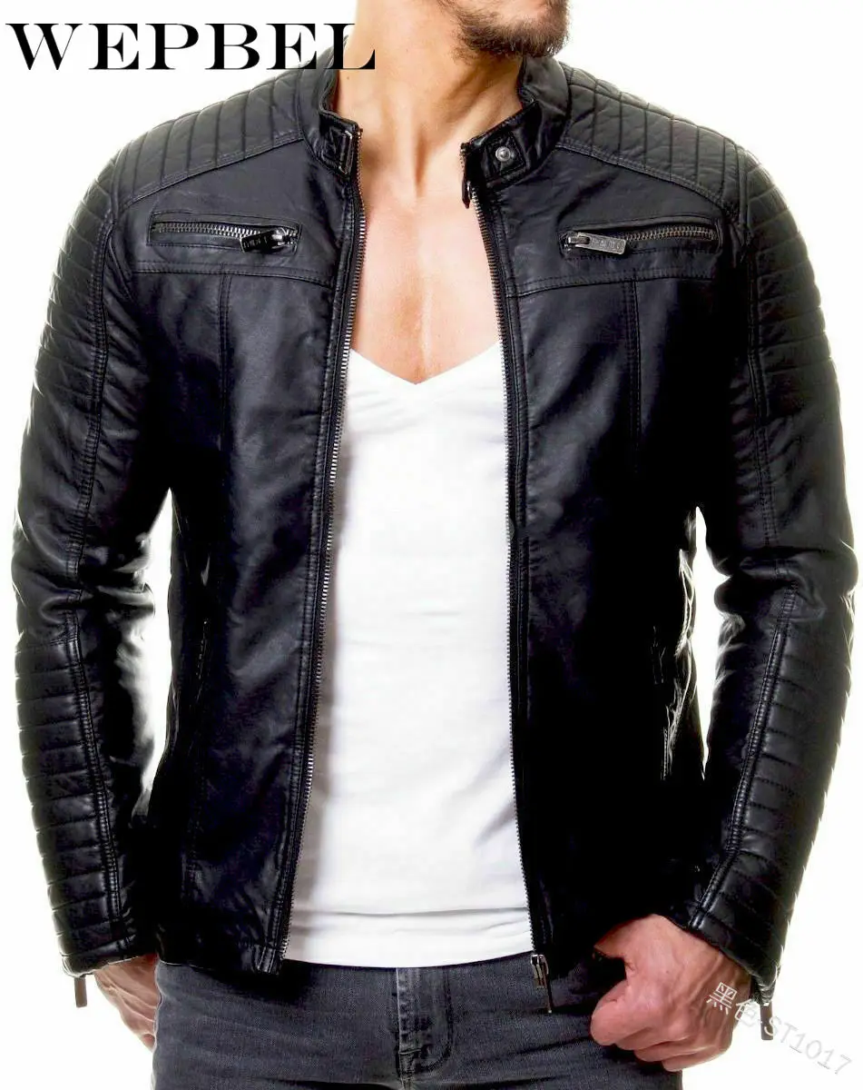 WEPBEL Autumn and Winter Casual Long Sleeve Zipper Slim Fit Stand Collar Jacket Men's Fashion Solid Color PU Jacket 
WEPBEL Autumn and Winter Casual Long Sleeve Zipper Slim Fit Stand Collar Jacket Men's Fashion Solid Color PU Jacket