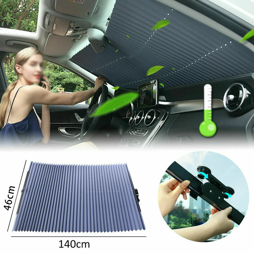 Universal Car Retractable Curtain UV Protection Sunshade Front Windshield Sun Visor Accessories Front Window Curtains 46cm*140cm
Universal Car Retractable Curtain UV Protection Sunshade Front Windshield Sun Visor Accessories Front Window Curtains 46cm*140cm