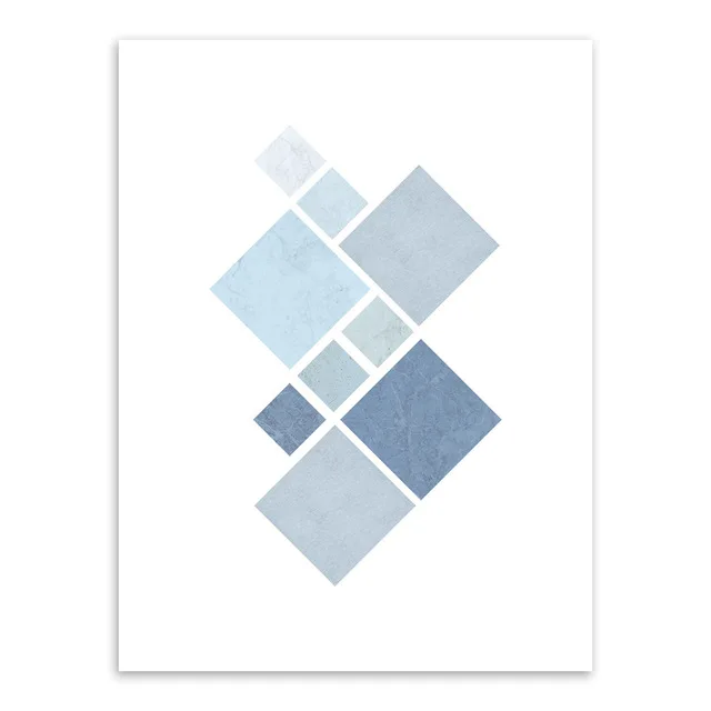 Абстрактная синяя геометрическая форма винтажный печатный плакат