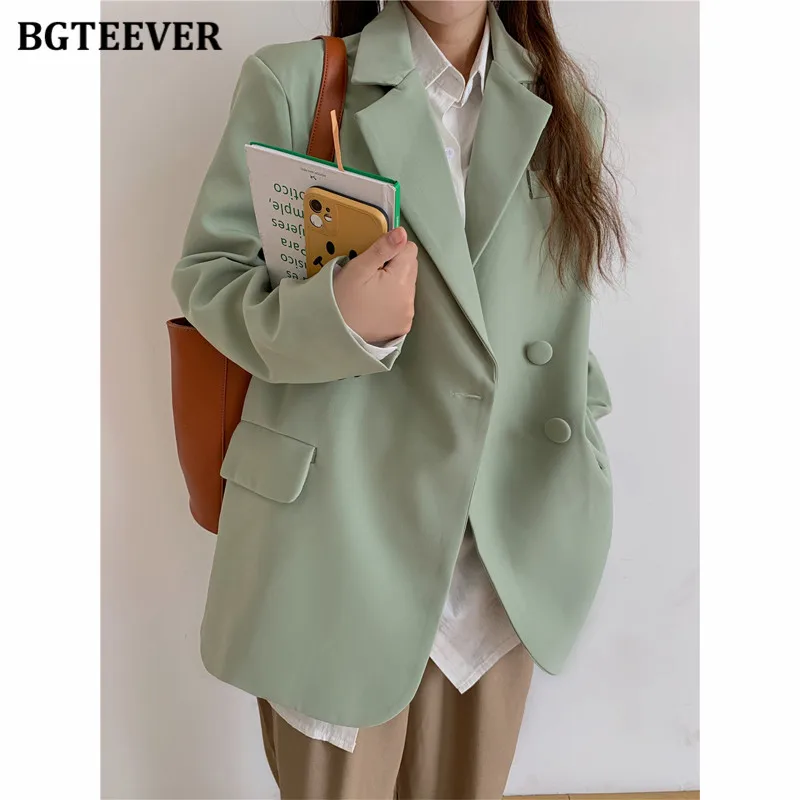 BGTEEVER Chic Notched Collar Single Breasted Mint Green Women Blazer 2021 New Fashion Loose Female Suit Jackets Spring Outwear
BGTEEVER Chic Notched Collar Single Breasted Mint Green Women Blazer 2021 New Fashion Loose Female Suit Jackets Spring Outwear