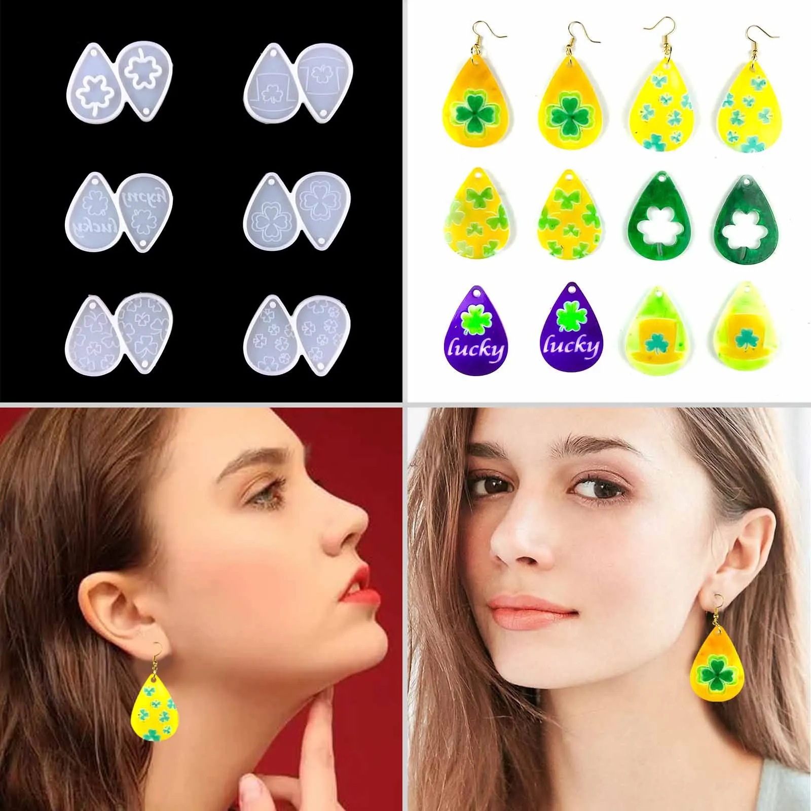 St. Patrick's Day Leaf Earring Silicone Resin Mold With Hole Leaf Shape Earring Resin Mold Pendant DIY Jewelry Craft Making 
St. Patrick's Day Leaf Earring Silicone Resin Mold With Hole Leaf Shape Earring Resin Mold Pendant DIY Jewelry Craft Making