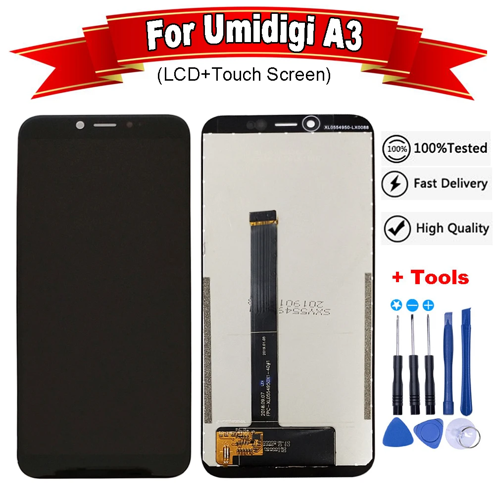 ЖК дисплей и сенсорный экран в сборе для UMI Umidigi A3 Замена с инструментами 5