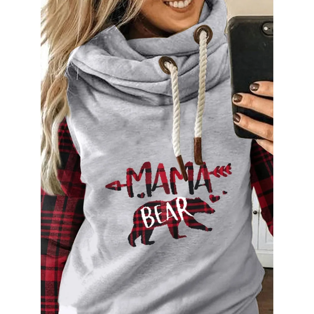 Women's Sweatshirt Mama Bear Color Block Hooded Sweatshirt Long Sleeve Fashionable BMF88
Women's Sweatshirt Mama Bear Color Block Hooded Sweatshirt Long Sleeve Fashionable BMF88