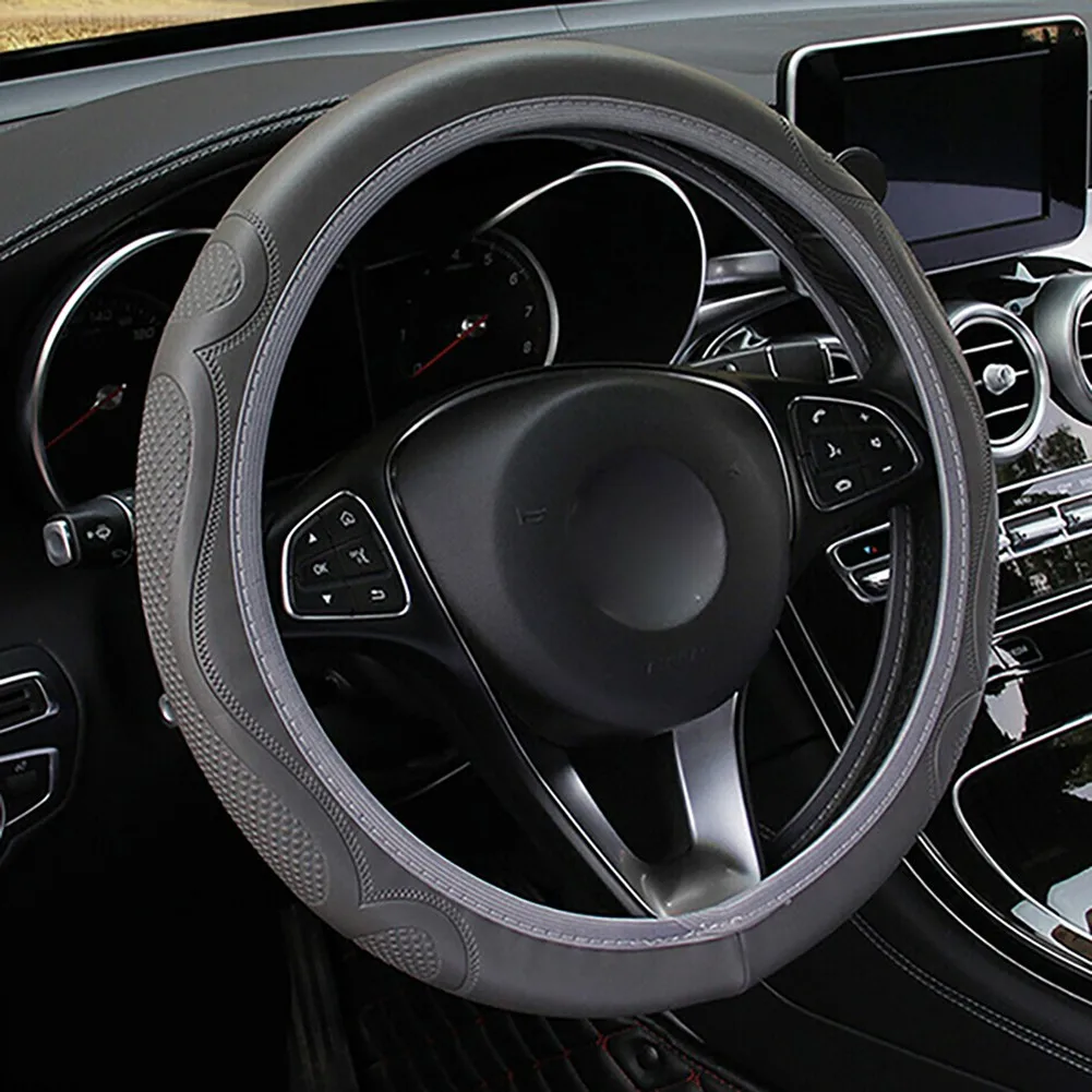 1 Pcs Car Steering Wheel Cover Grey Leather Protection Anti-Slip Steering Wheel Cover Universal Auto Interior Accessories
1 Pcs Car Steering Wheel Cover Grey Leather Protection Anti-Slip Steering Wheel Cover Universal Auto Interior Accessories