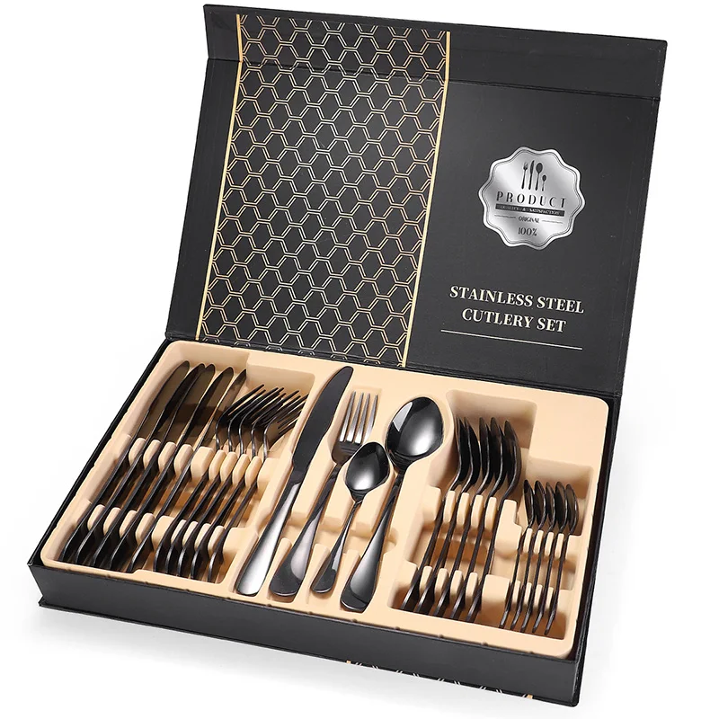 24Pcs/Set Stainless Steel Tableware Cutlery Sets Cutter Fork Spoon Home Kitchen Dining Room CANQ889
24Pcs/Set Stainless Steel Tableware Cutlery Sets Cutter Fork Spoon Home Kitchen Dining Room CANQ889