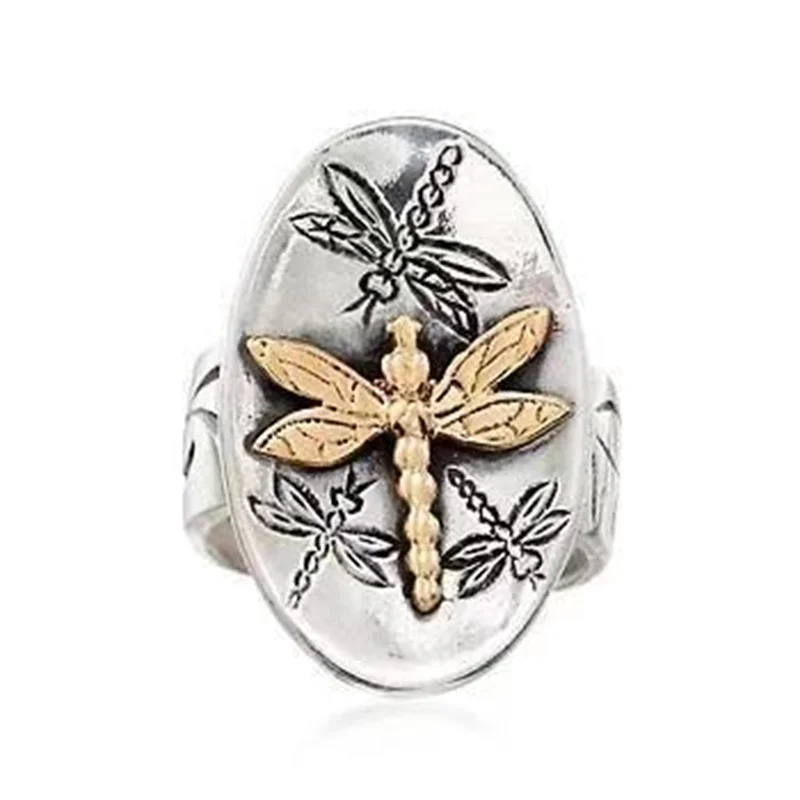 Unique Silver Color Geometric Oval Engraving Dragonfly Insect Pattern Finger Ring for Women Men Party Jewelry
Unique Silver Color Geometric Oval Engraving Dragonfly Insect Pattern Finger Ring for Women Men Party Jewelry