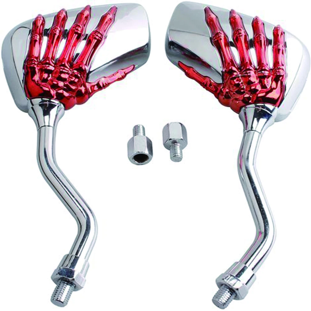 

2pcsSet Universal Motorcycle Two-color Ghost Chrome SKELETON Skull HAND Claw Side Mirrors Claw Mirror Rear View For Motorbike