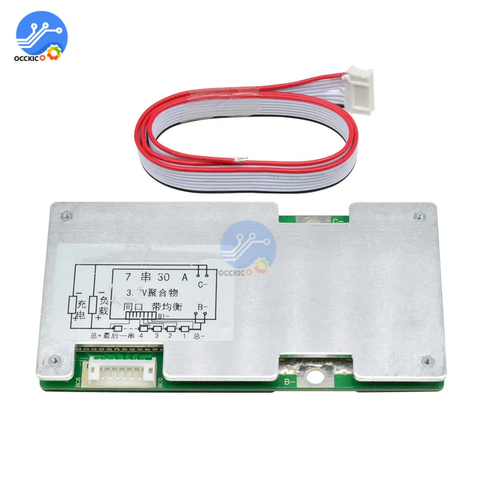 BMS 7S 24V 30A 18650 литиевая батарея Защитная плата балансировка тока Lipo Li Ion PCB Atmega
