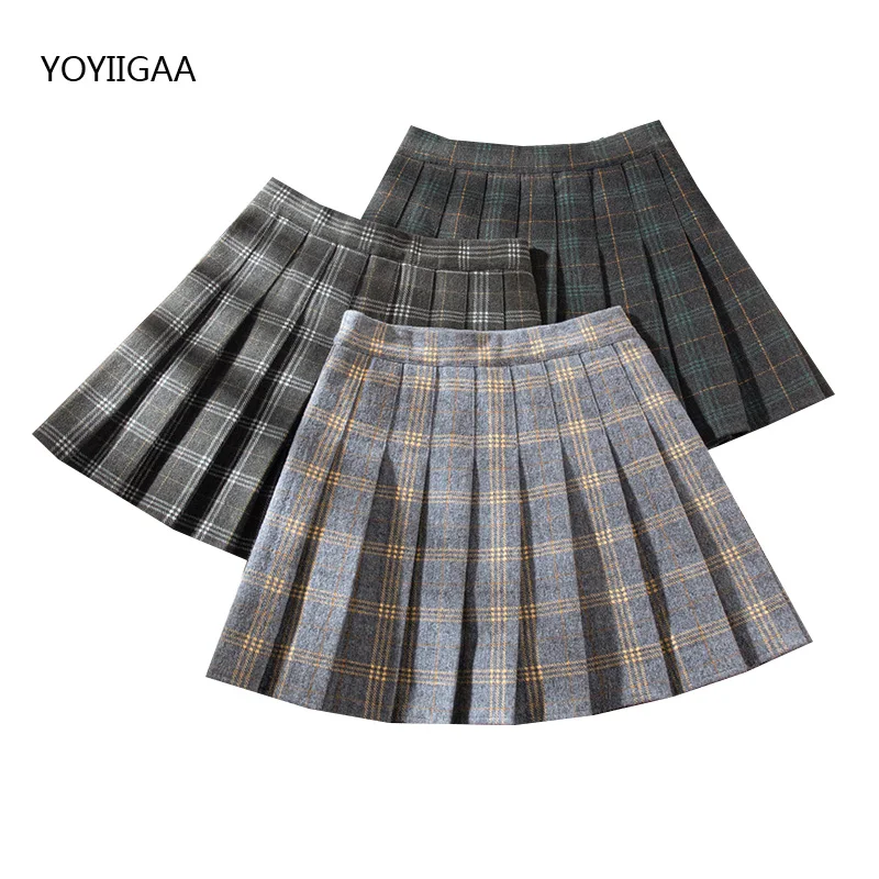 Woolen Women Skirt Autumn Winter Female Pleated Skirts High Waist A-Line Ladies Girls Plaid Skirt Fashion Chic Woman Mini Skirts
Woolen Women Skirt Autumn Winter Female Pleated Skirts High Waist A-Line Ladies Girls Plaid Skirt Fashion Chic Woman Mini Skirts