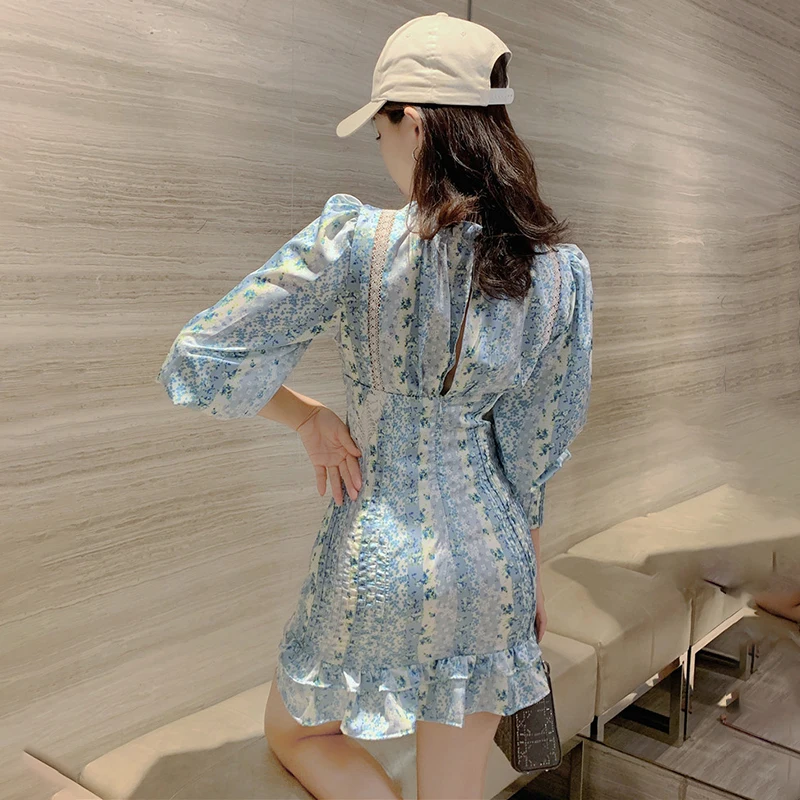 Ruffles Floral Print Bodycorn Dress Women Lace Up Lantern Sleeve Sheath Mini Dress Lace Blue Party Dress Pleated Backless B256
Ruffles Floral Print Bodycorn Dress Women Lace Up Lantern Sleeve Sheath Mini Dress Lace Blue Party Dress Pleated Backless B256